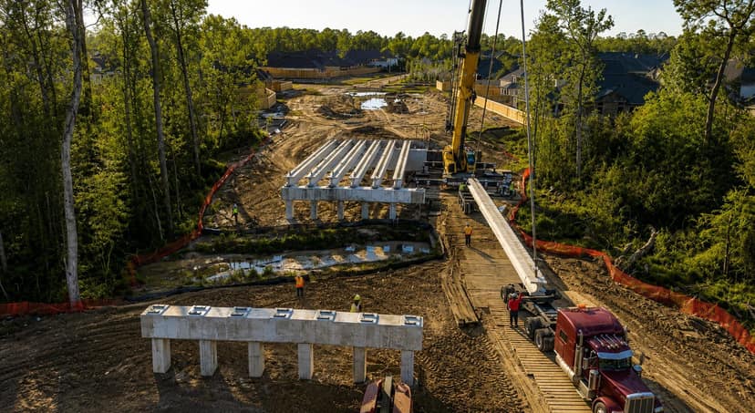 Chimney Rock Bridge — Precast beams delivered to site