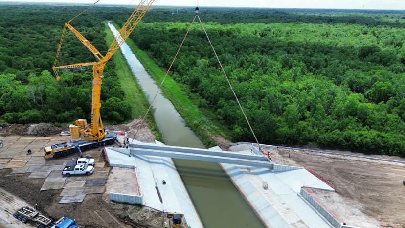 Chimney Rock Bridge — Beam placement over the channel