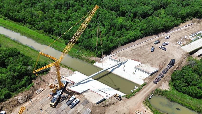 Chimney Rock Bridge — Crane pick across the channel