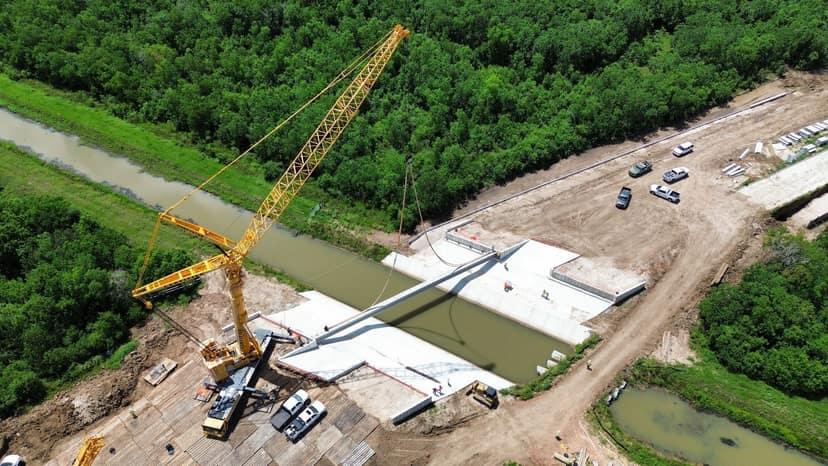 Chimney Rock Bridge — Beam placement from above