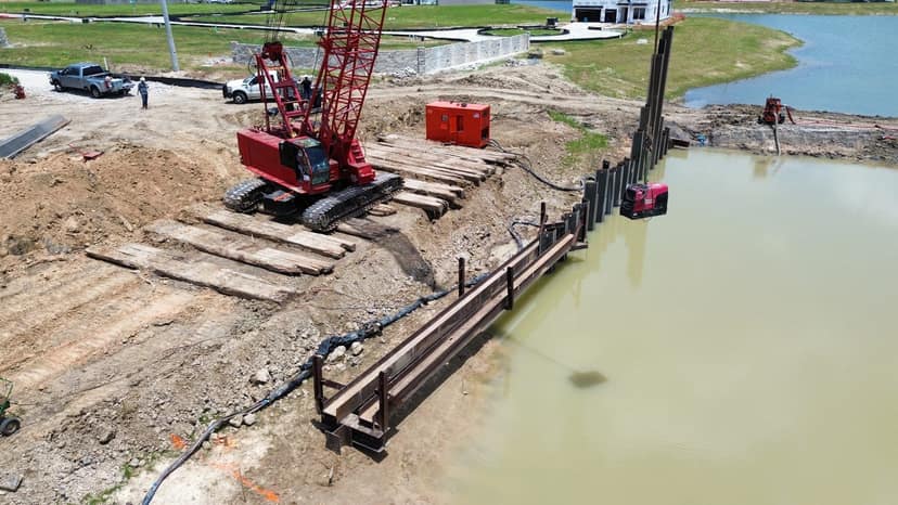 Legacy Bridge West — Sheet pile wall at the water's edge