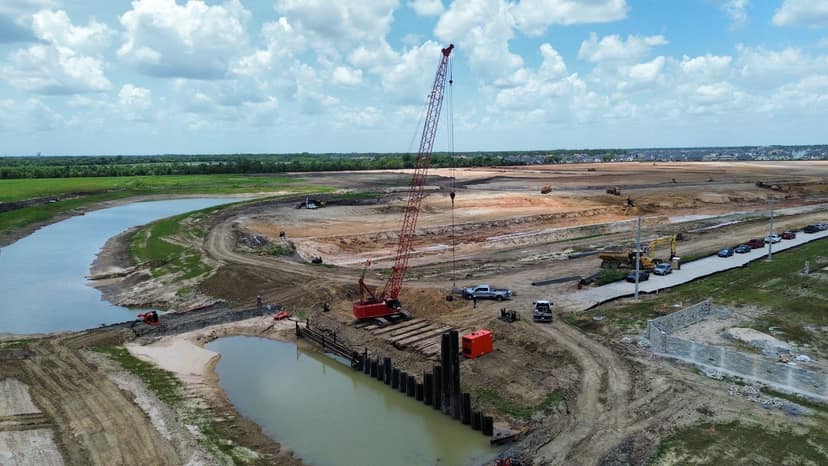 Legacy Bridge West — Sheet pile wall — aerial