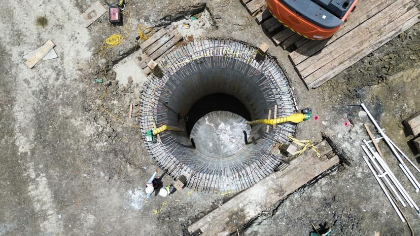 Trinity Landing — Looking down the caisson shaft