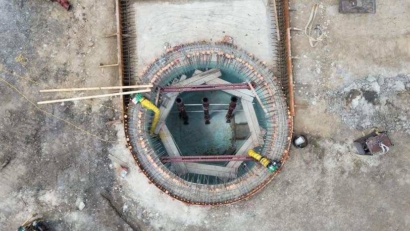 Trinity Landing — Inside the caisson shaft